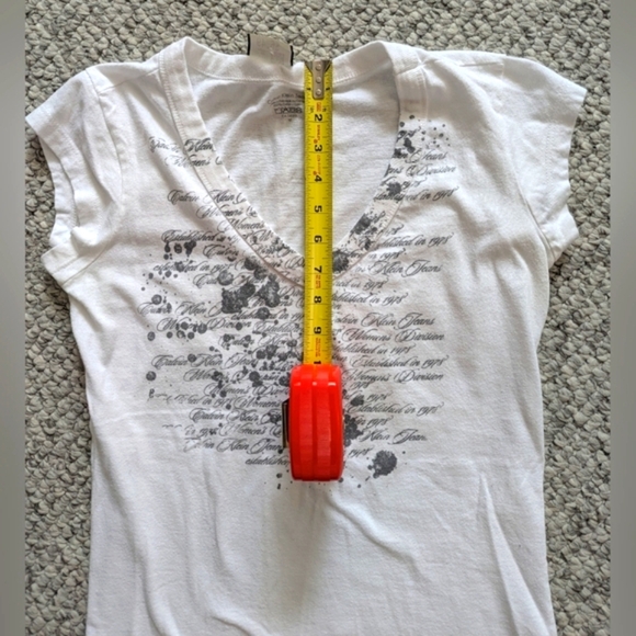 Calvin Klein White Graphic Fitted T-Shirt - Picture 6 of 8